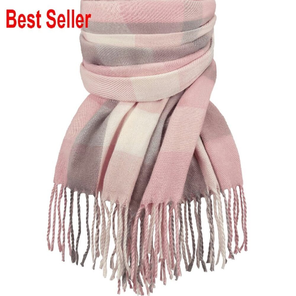Oversized Plaid Winter Scarf Cashmere Feel Warm Blanket Shawl Wrap Chic